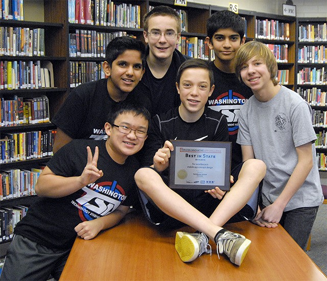 Tolt students who won Best in State in the Verizon Innovative App Challenge are