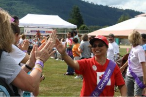 Caregivers begin their first lap in the 2013 Snoqualmie Valley Relay for Life
