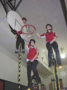 Towering above the gym floor