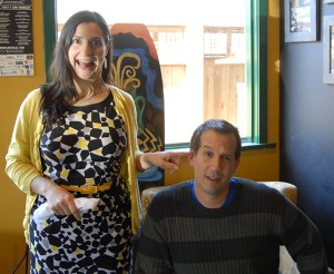 Julie Kinn of Olympia and Marc Schecter of Snoqualmie clown around with their hankies