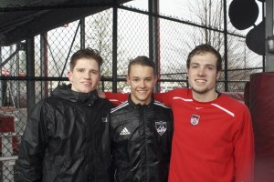 Evan Pappas/Staff PhotoFrom left: Soccer Captains Reid Howland