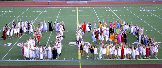 The Cedarcrest High School Class of 2010 forms up on the school field. Cedarcrest’s commencement is Friday