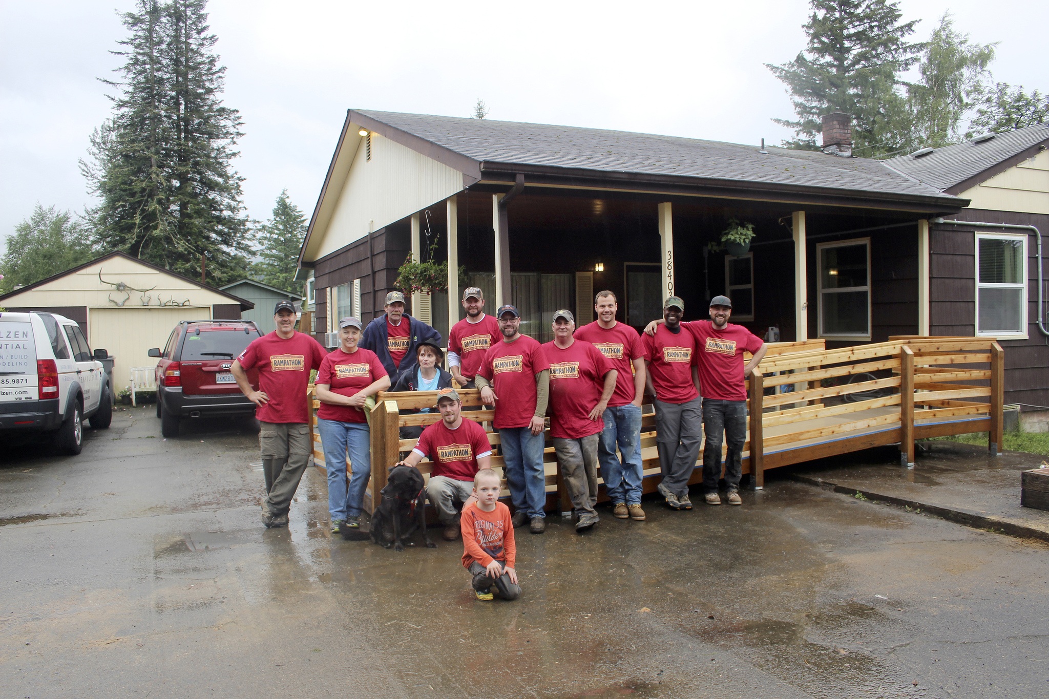 Steve Caudle / Rampathon volunteerMembers and volunteers of the Master Builders Association came out to Snoqualmie on May 21 to build a wheelchair ramp for Becky Schandel.