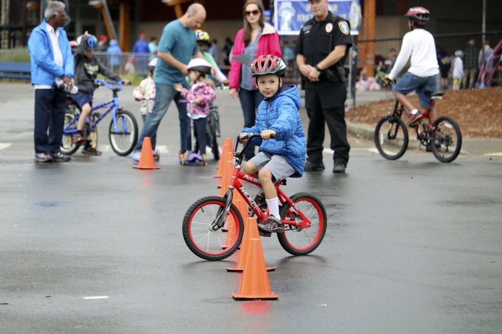 Evan Pappas/Staff Photo Nolan Tripp takes on one of the cone obstacle courses.