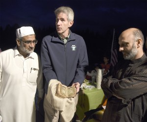 Snoqualmie Mosque Imam Khalid Masude admires the centuries-old Quran