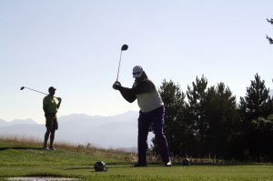 Randall Morris winds up for a drive down the fairway at the 2015 Rumble on the Ridge
