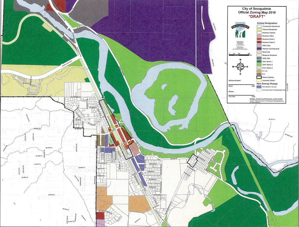 Courtesy PhotoA map of the zoning designations of the Mill Site and surrounding areas. The Mill Site itself is designated as Planned Commercial/Industrial (purple).