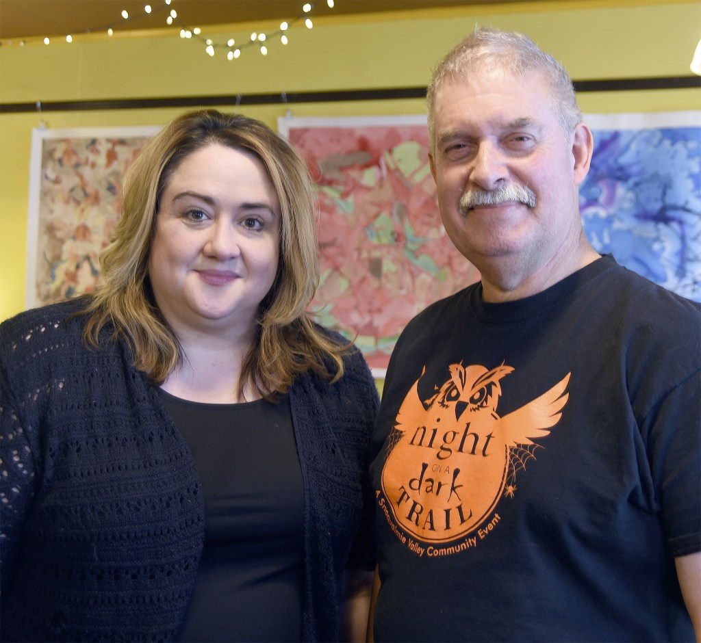 Carol Ladwig/Staff PhotoNight on a Dark Trail board vice-president Kathleen Morris and president Mark Hennig are preparing for their first event as a 501(c)3 non-profit. Night on a Dark Trail runs from 7 to 10 p.m. two weekends