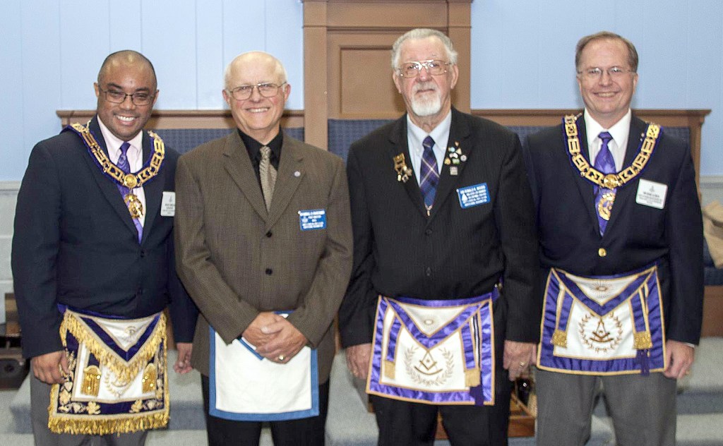 Courtesy PhotoCelebrating 50 years of service for North Bend Masons Randall Rauschmeier and Ronald Woods