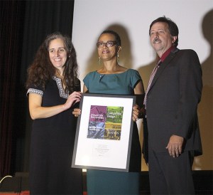 Georgia and Steve Teodosiadis received the John D. Spellman Historic Preservation Award for their restoration of Georgia’s Bakery in North Bend. Presenting the award