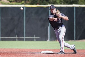 Mount Si grad and Texas Tech shortstop Tim Proudfoot throws during practice in Lubbock