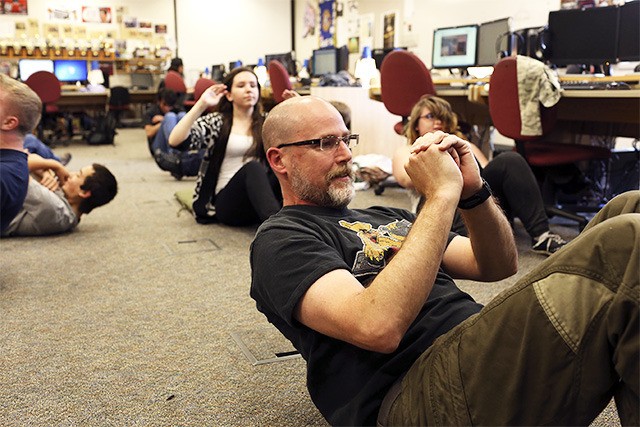 Joe Dockery and his sixth-period class do 2