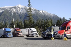 Trucks line up at King County’s only truck stop