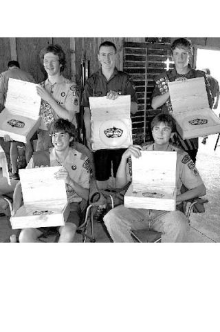 Newly named Eagle Scouts with Troop 466