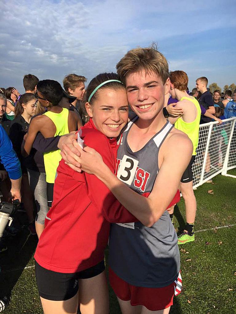 Hannah and Joe Waskom, the two highest placing Mount Si students in their respective races, after the awards ceremony. (Courtesy Photo)