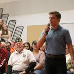 Senior Austin Ross delivers a moving speech at the Mount Si High School assembly about his experience growing up with a father in the military. (Evan Pappas/Staff Photo)