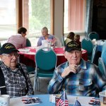 World War II veterans Walt Wyrsh and Bob Hamerly share their stories of the past at Mount Si Senior Center. (Evan Pappas/Staff Photo)