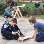 On a sunny day two weeks ago, Twin Falls Middle School sixth graders took their catapult projects outside for construction.                                Photo courtesy of Nancy Kinsella-Johnson