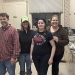 Snoqualmie Valley Winter Shelter staff gather for a meeting on Sunday, Nov. 27. From left, Andy Corbett, Jennifer Kirk, Gabby Burrell and Teresa McClain. (Courtesy Photo)