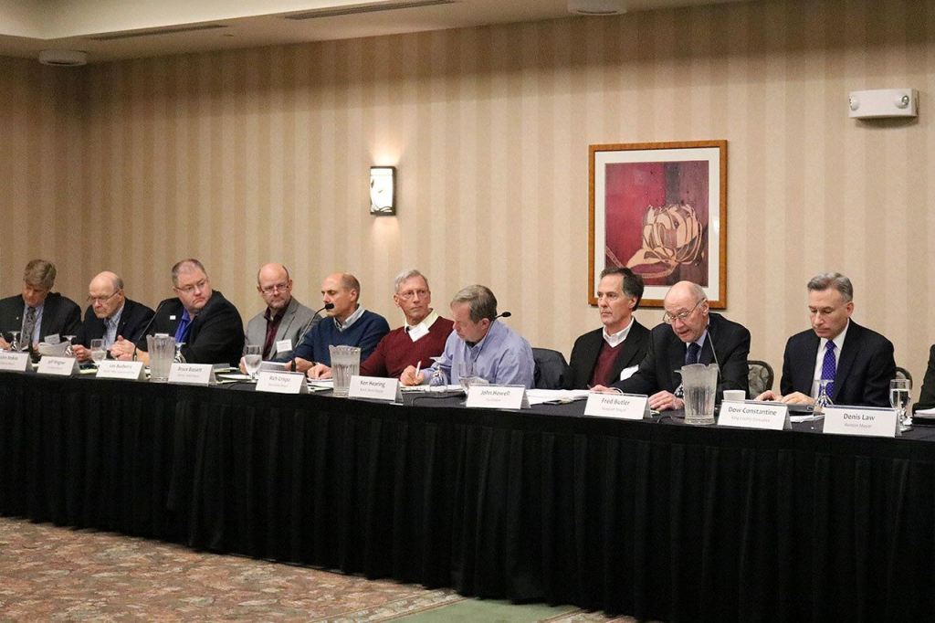 Nicole Jennings/staff photos                                Issaquah Mayor Fred Butler addresses the crowd to open up the discussion on regional transportation issues.