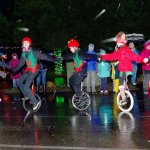Through rain and wind, members of the Snoqualmie Valley Unicycle Club put on a show for the crowd.                                Mary Miller Photo