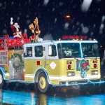 Santa arrived at the North Bend tree lighting Saturday, Dec. 3, riding on the Eastside Fire & Rescue Reindeer Engine.                                Mary Miller Photo