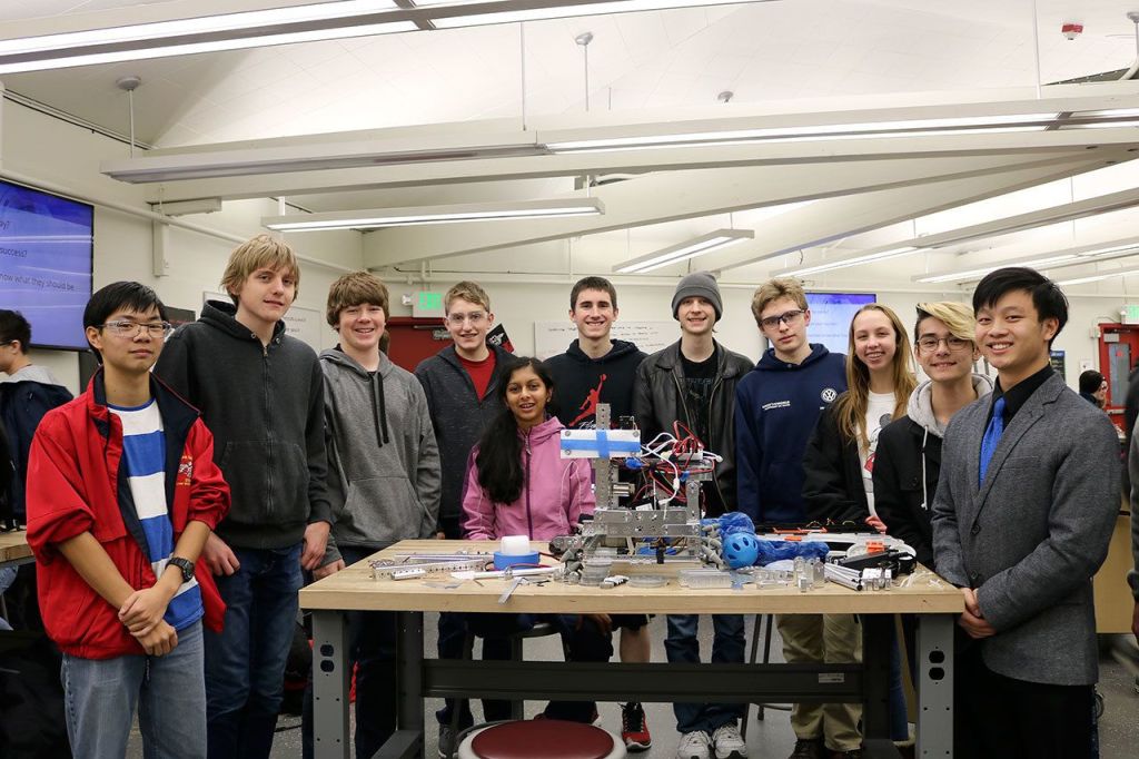 Team Catastrophe, from left, Matthew Chow, Hans Johnson, Davis Sauer, Peter Smith, Shohini Ghosh, Liam Cole, Devin Dolecki, Benjamin Swanzey, Kaley Hedrick, Kenneth Lynch, Donavan See. (Evan Pappas/Staff Photo)