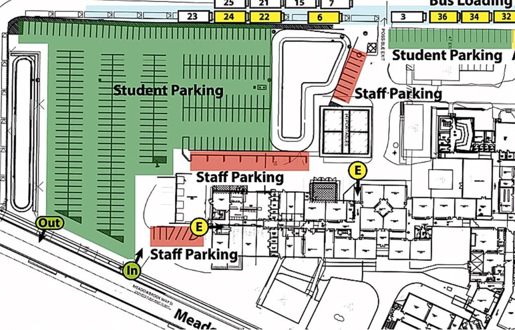Student parking in January will be in the gravel lot at the south end of the Mount Si High School property, with entrances on Meadowbrook Way.                                Courtesy Image