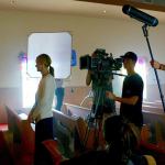 Keegan (Luke Darga) and his mother, Mrs. Bast (Laura Black) at church, Glendora Alliance Church. Courtesy Photo