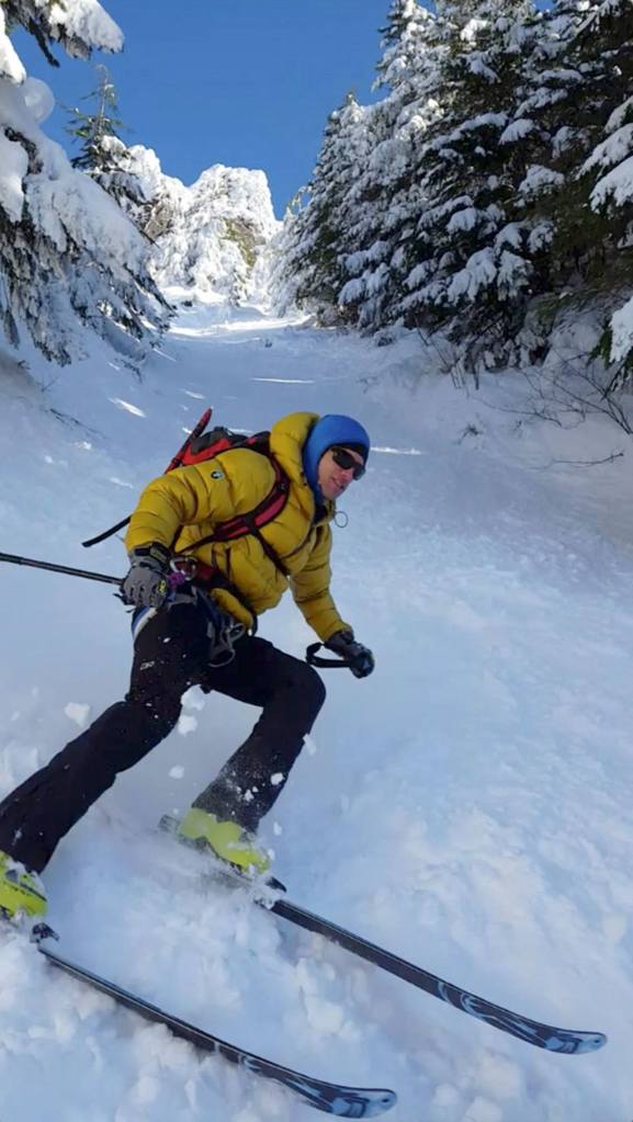 Trevor Kostanich glides down Mount Si Dec. 30 in video captured by ski buddy Peter Avolio. The ski trip was a once in a decade opportunity for Kostanich, Avolio and Dave Jordan.                                Courtesy Photo