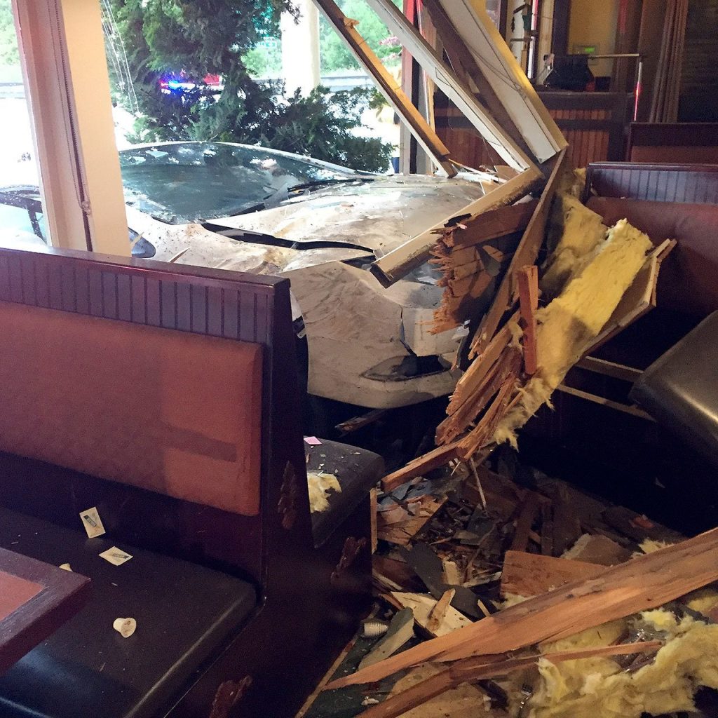 A car crashed into the Fall City Roadhouse June 2, after the driver missed the curve on S.R. 202 in Fall City. No one was seriously injured.                                Courtesy Photo