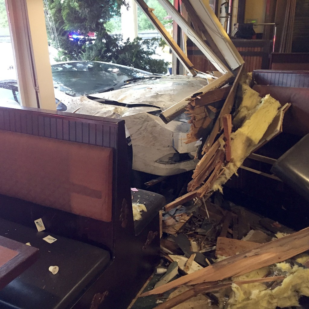 Interior damage at the Fall City Roadhouse and Inn, caused by an early-morning driver who missed the curve on S.R. 202 and crashed into the Fall City restaurant in June.                                 Courtesy Photo