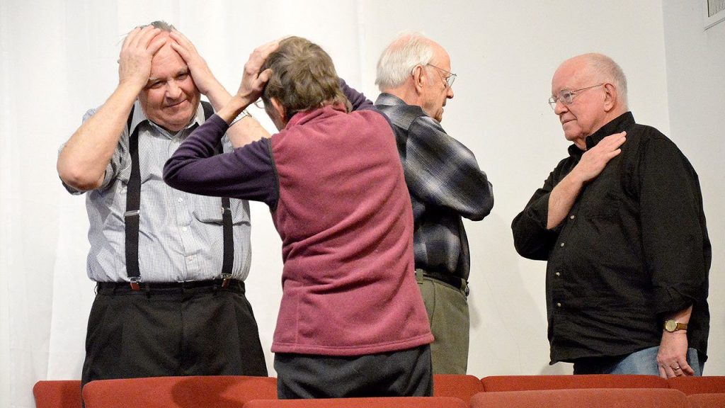 Participants attempt to mimic each other in an empathy-building exercise introduced as part of the Martin Luther King Day celebration Jan. 16 in Snoqualmie.                                Mary Miller Photo