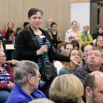 In the question and answers segment, Tuesday Frindt asked Badr about how she can make her Muslim neighbors and community members feel welcome. (Evan Pappas/Staff Photo)