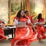 Exchange students from Chaclacayo, Peru perform a traditional dance at the Feb. 13 Snoqualmie City Council meeting.                                Evan Pappas/Staff Photos