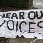 Protesters left this sign in front of Reichert&rsquo;s office as a way to leave written documentation of their concerns for the congressman. Nicole Jennings/staff photo