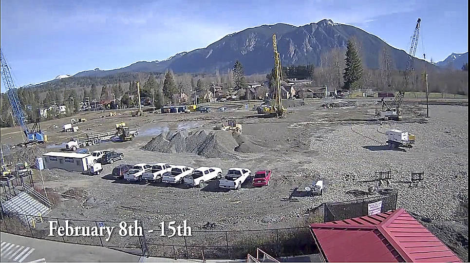 A school camera recording the progress of the construction project also captured a view of Mount Si on a sunny day in February. (Courtesy image)