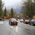 Cars leave the Snoqualmie Casino, heading west to I-90, or east to North Bend. Evan Papps/Staff Photo