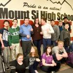 Katelyn Walker, center, poses for a photo with some of her Life Skills students. Carol Ladwig/Staff Photo