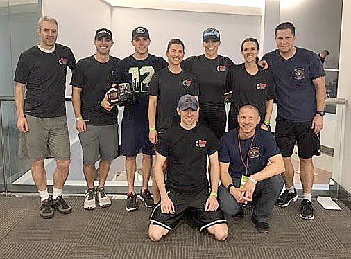 Courtesy Photo                                Snoqualmie firefighters on the team for the 2017 Scott Firefighter Stair Climb from left are: kneeling, Josh Houston and Kyle Dropp; and standing, Peter O&rsquo;Donnell, Tanner Webb, Matt Mundy, Nicole Pascua, Lorrie Jones, Kristina Myers, Ben Parker.                                Snoqualmie firefighters on the team for the 2017 Scott Firefighter Stair Climb from left are: kneeling, Josh Houston and Kyle Dropp; and standing, Peter O&rsquo;Donnell, Tanner Webb, Matt Mundy, Nicole Pascua, Lorrie Jones, Kristina Myers, Ben Parker.                                Courtesy Photo