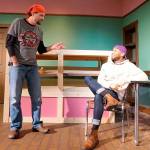 Brenden Ellwood and Lamar Legend perform a scene from Valley Center Stage&rsquo;s production of &ldquo;Superior Donuts,&rdquo; opening Friday, Mardch 24 at the North Bend community theater.                                Photo courtesy of René Schuchter