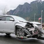 The driver of the vehicle accidentally collided with the pillar after confusing the gas and brake pedals. No one was injured. (Evan Pappas/Staff Photos)