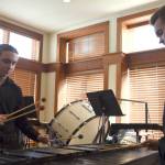 Tyler Bateman and Justin Thompson perform on the marimba.