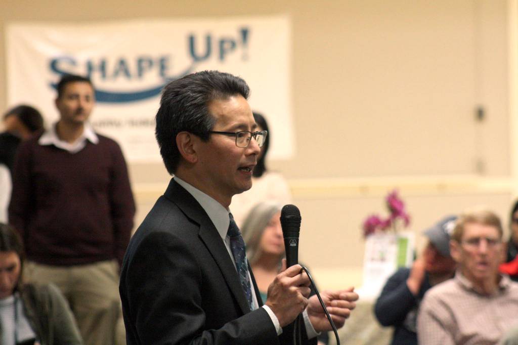 Ryan Murray/staff photo                                 Assistant U.S. Attorney Bruce Miyake spoke about hate crimes.