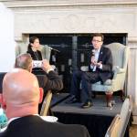 Sound Cities Association (SCA) Executive Director Deanna Dawson and Washington State Attorney General Bob Ferguson speak at a SCA dinner in Kenmore. CATHERINE KRUMMEY / Kenmore Reporter