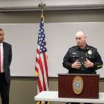 Carlos Mojica, assistant special agent in charge at the Seattle FBI, and Snoqualmie Police Chief Perry Phipps gave a joint press conference on the training exercise Thursday. (Evan Pappas/Staff Photo)