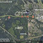 A map of the Lake Alice community&rsquo;s Firewise drill showing the path of the power line access road from the Snoqualmie Ridge through to Preston. (Courtesy Photo)