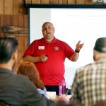 Tim Perciful, fire and life safety instructor at Mount View Fire and Rescue, gives a presentation at a Firewise drill event. (Courtesy Photo)