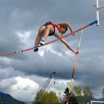 Sarah Panciroli clears another bar in the pole vault. She jumped an even 10 feet to take second in the Eastlake meet.                                Carol Ladwig/Staff Photo