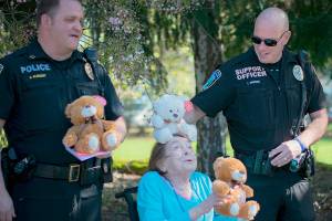 North Bend Regency Care residents donate teddy bears to local law enforcement